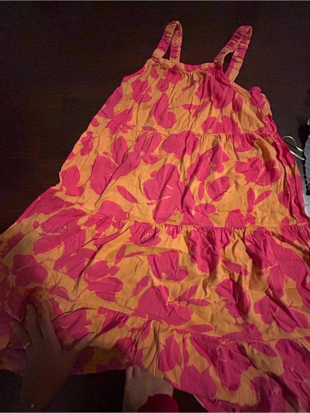 GAP Pink and Orange Floral Tiered Sundress